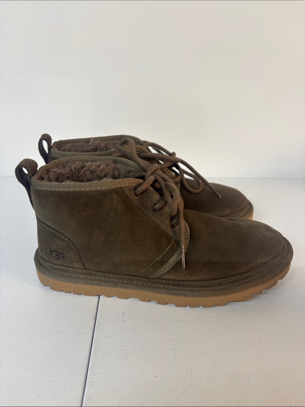 UGG Women's Olive Suede Ankle Booties with Shearling